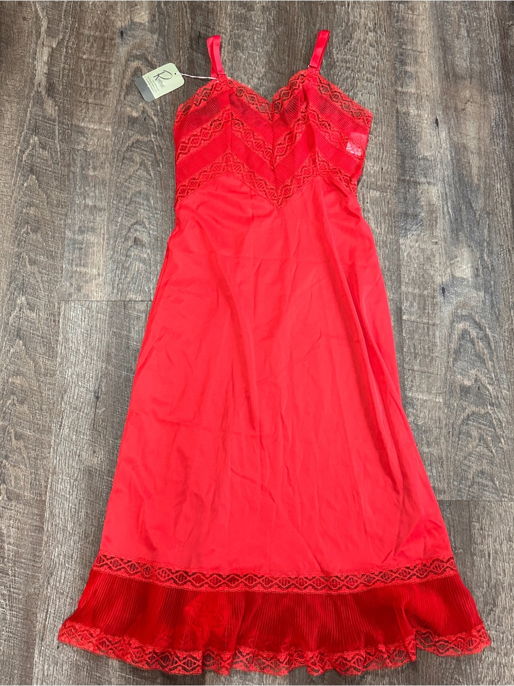 NEW WITH TAGS Vintage Realcraft Red Slip Nightgown Lingerie Made In USA Size 32